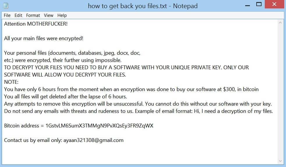 Obliterate Impect Ransomware (Crypto-Malware/Ransomware)