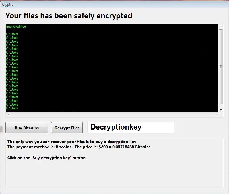 Wipe Out Cryptre Ransomware (Crypto-Malware/Ransomware)
