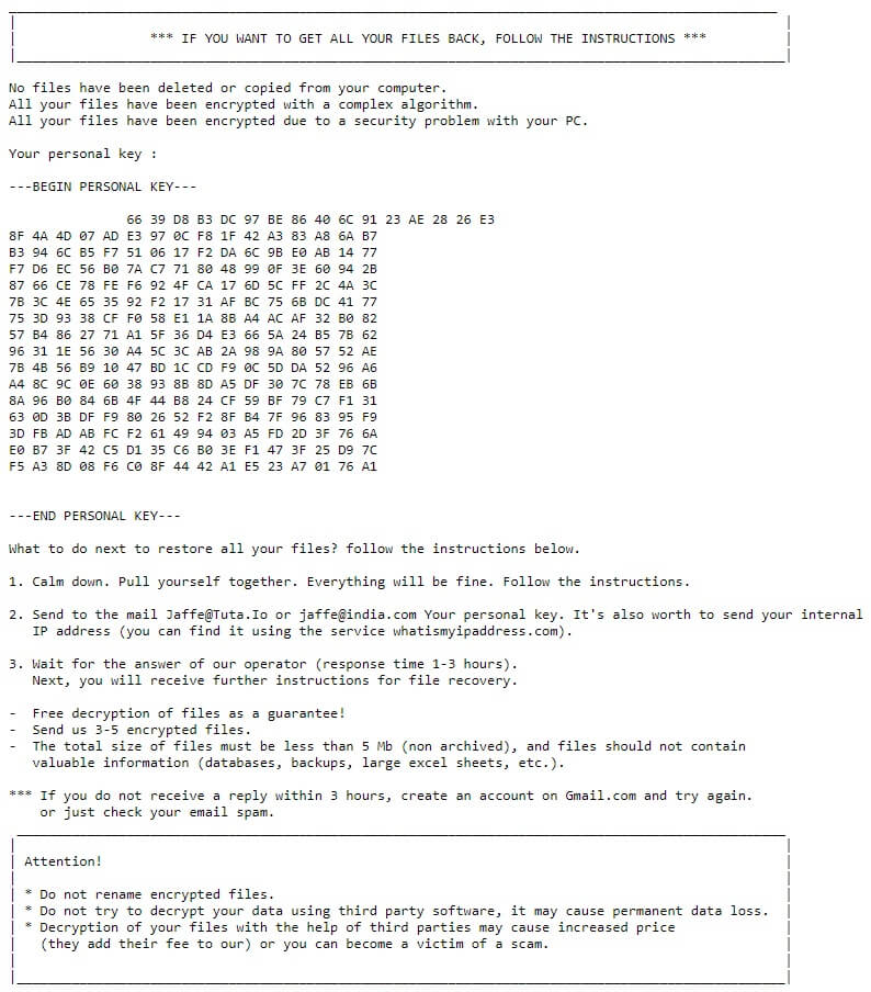 Obliterate Jaffe Ransomware (Crypto-Malware/Ransomware)