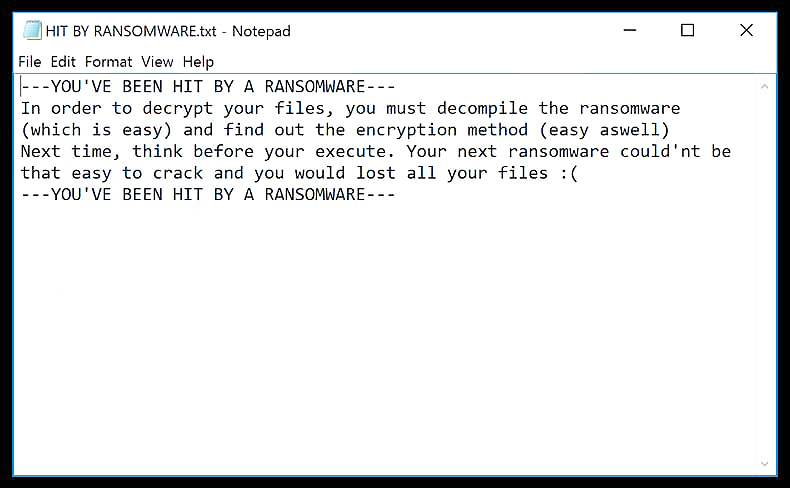 Obliterate happy Ransomware (Crypto-Malware/Ransomware)