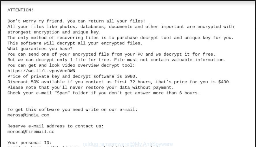 Eliminate Raldug Ransomware (Crypto-Malware/Ransomware)