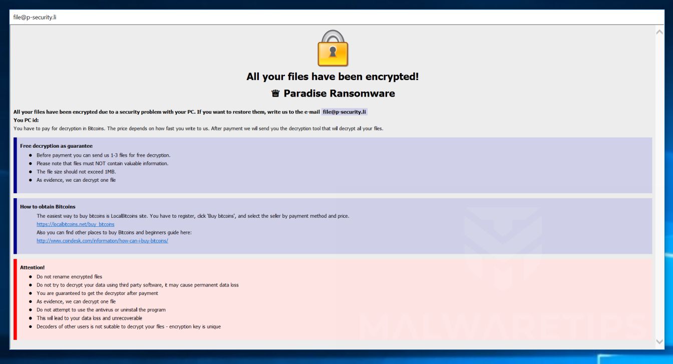Eliminate securityP Ransomware (Crypto-Malware/Ransomware)
