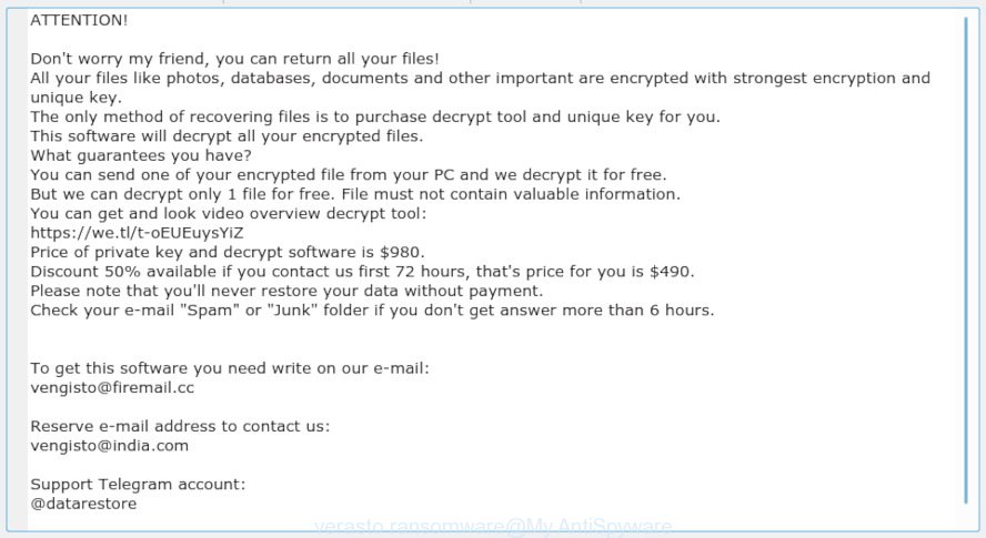 Kill Verasto Ransomware (Crypto-Malware/Ransomware)
